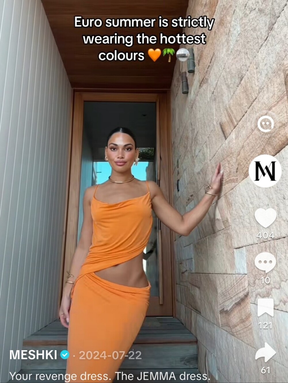 Brand New !!!Meshki Orange Asymmetrical Ruched Cocktail Gown